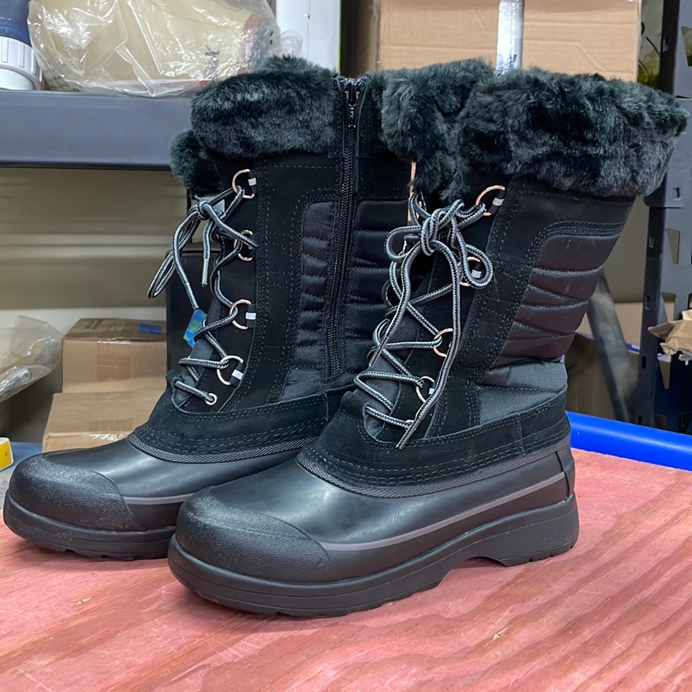 Black tall winter boots
